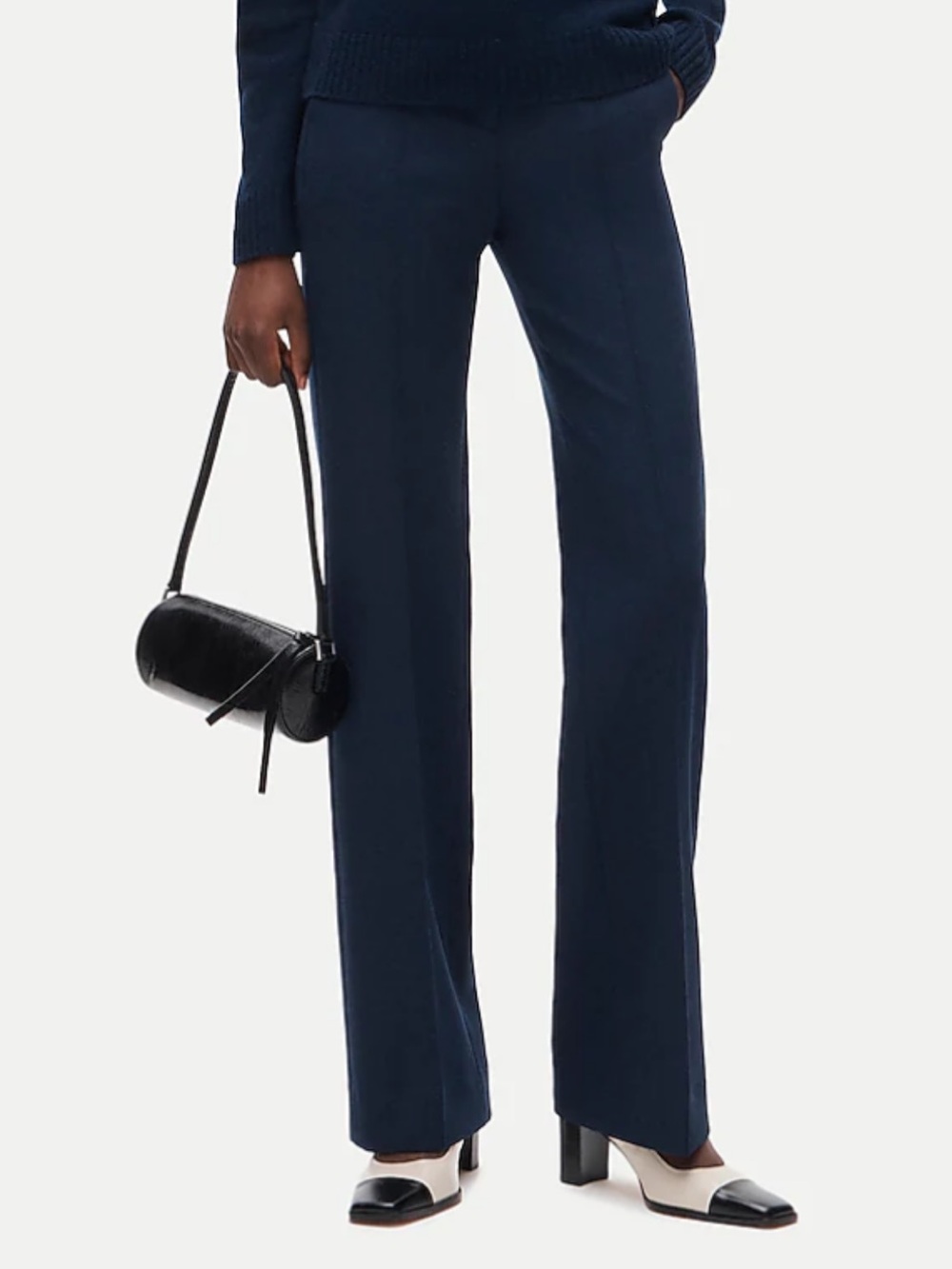 J.Crew Edie Full Length Trousers Navy Blue Size 12 Classic Minimalist Preppy